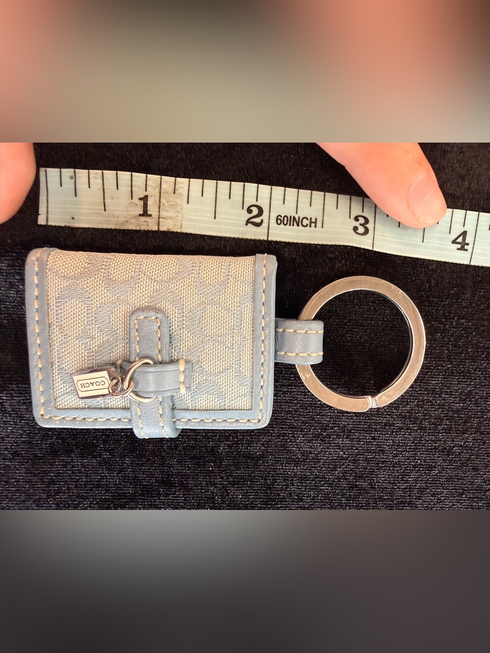 Vintage Coach Light Blue Signature Mini Book Keychain - Picture 4 of 5